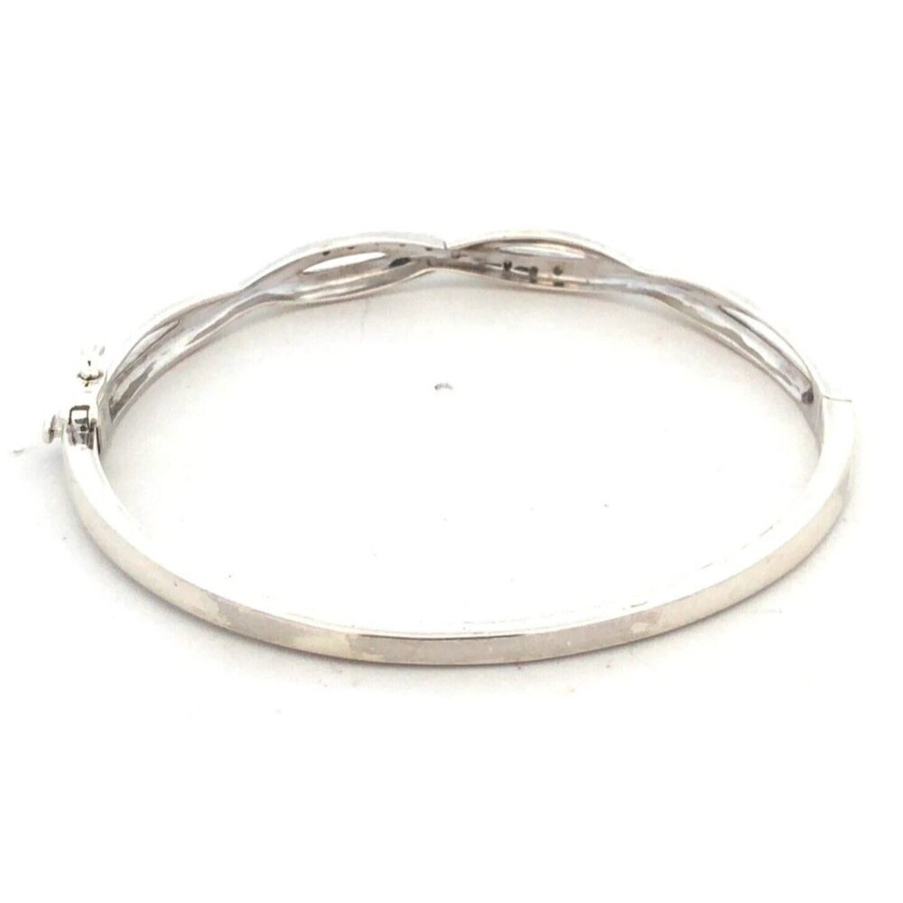 ZEI Designer 925 Sterling Silver Diamond Infinity Hinged Bangle Bracelet 14 g EU - Picture 9 of 12